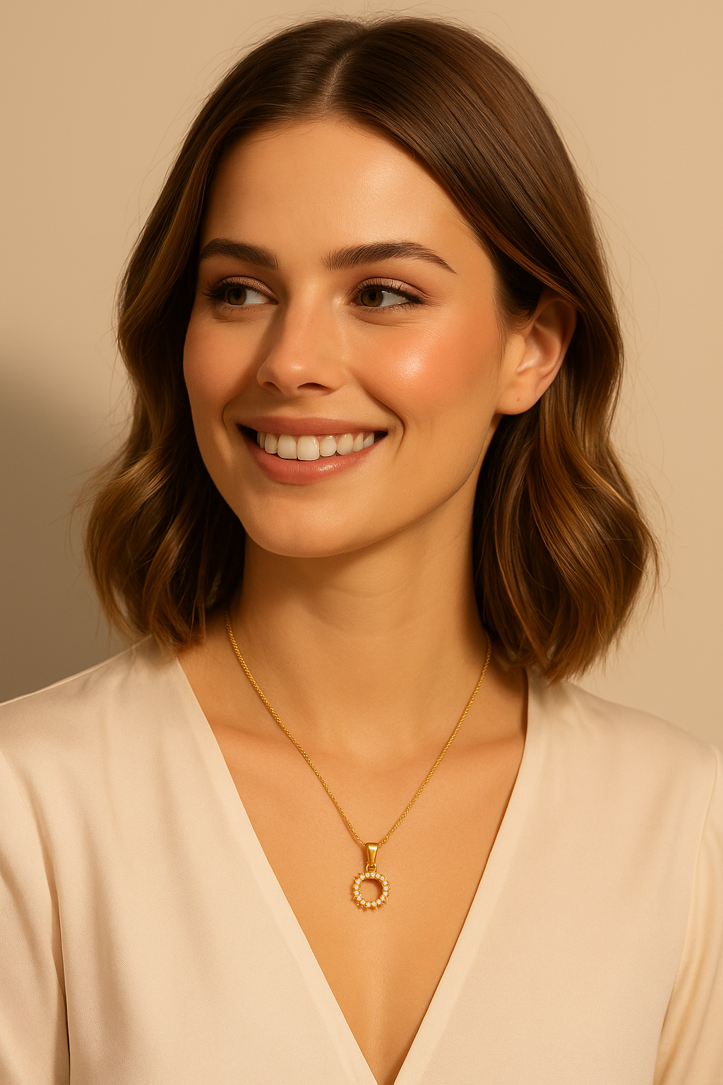 Cerchio di Luce Necklace – Gold Pendant with Zirconia Crystals