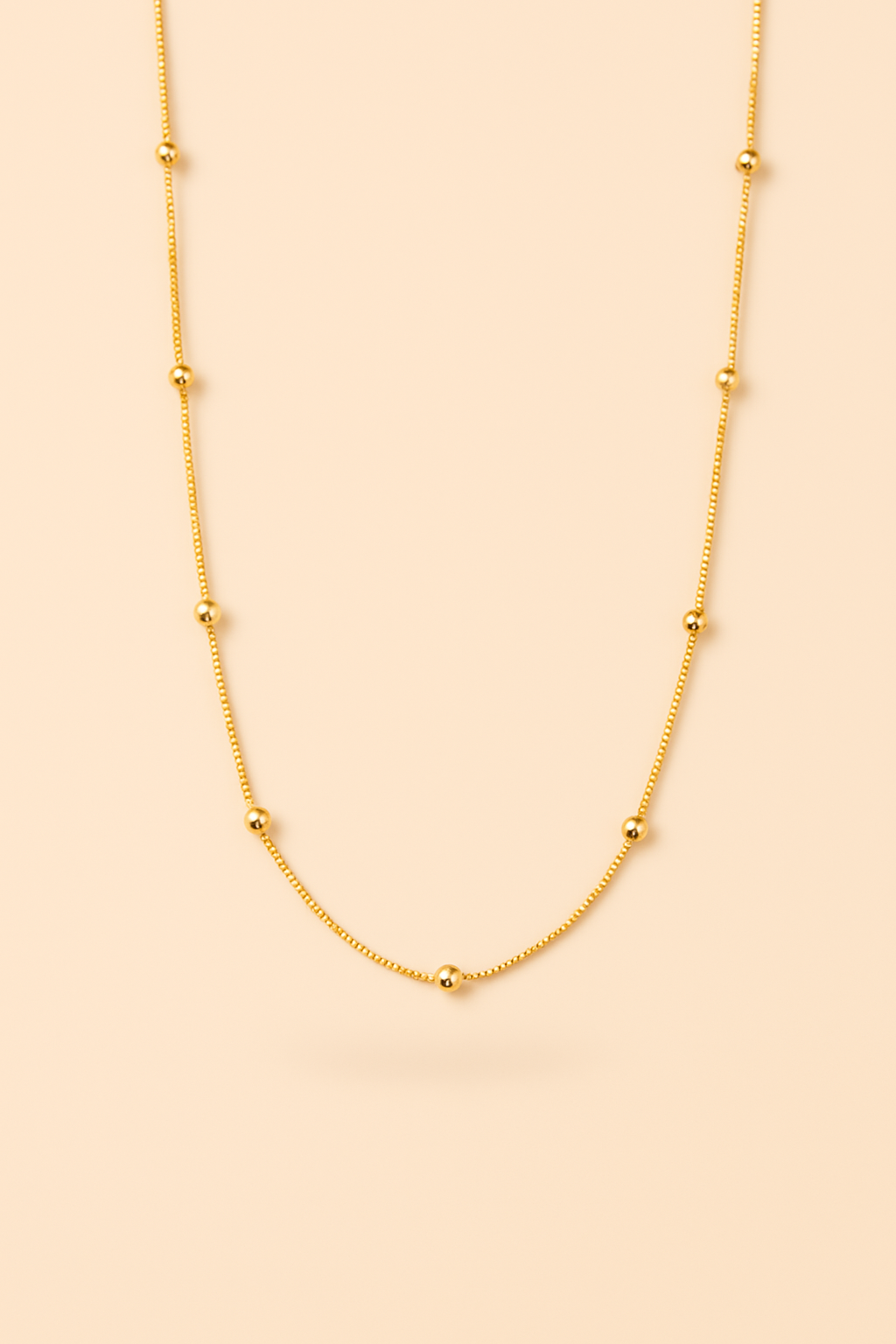 Aurora Bead Necklace – Delicate Gold Beaded Chain | LUDUVICE