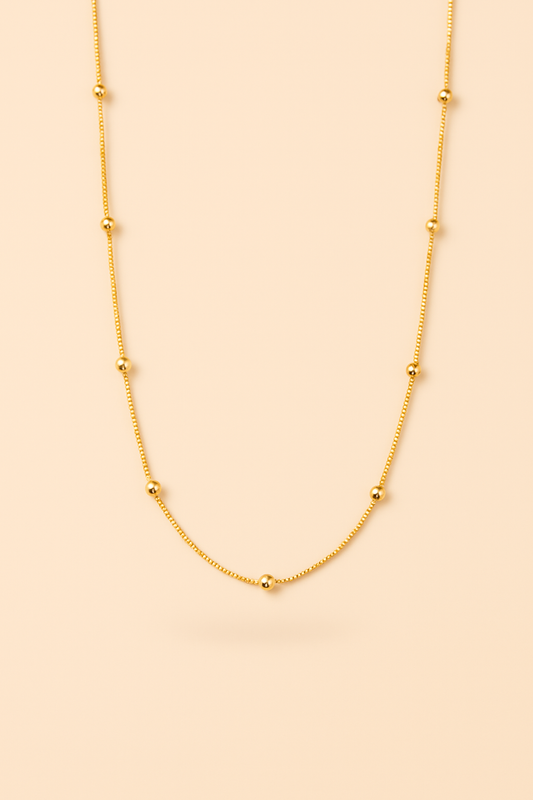 Aurora Bead Necklace – Delicate Gold Beaded Chain | LUDUVICE