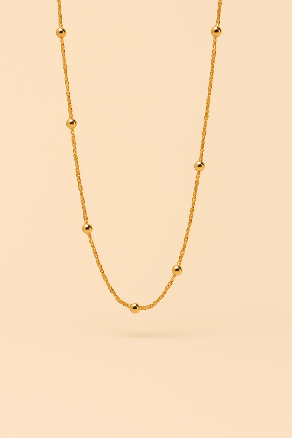 Aurora Bead Necklace – Delicate Gold Beaded Chain | LUDUVICE