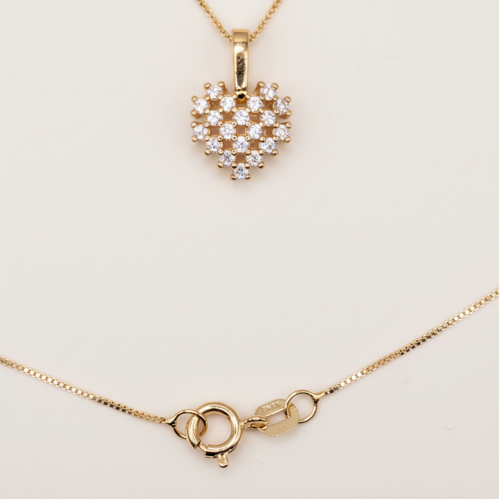 Cuore di Grazia Set – Heart Necklace & Earrings in Gold