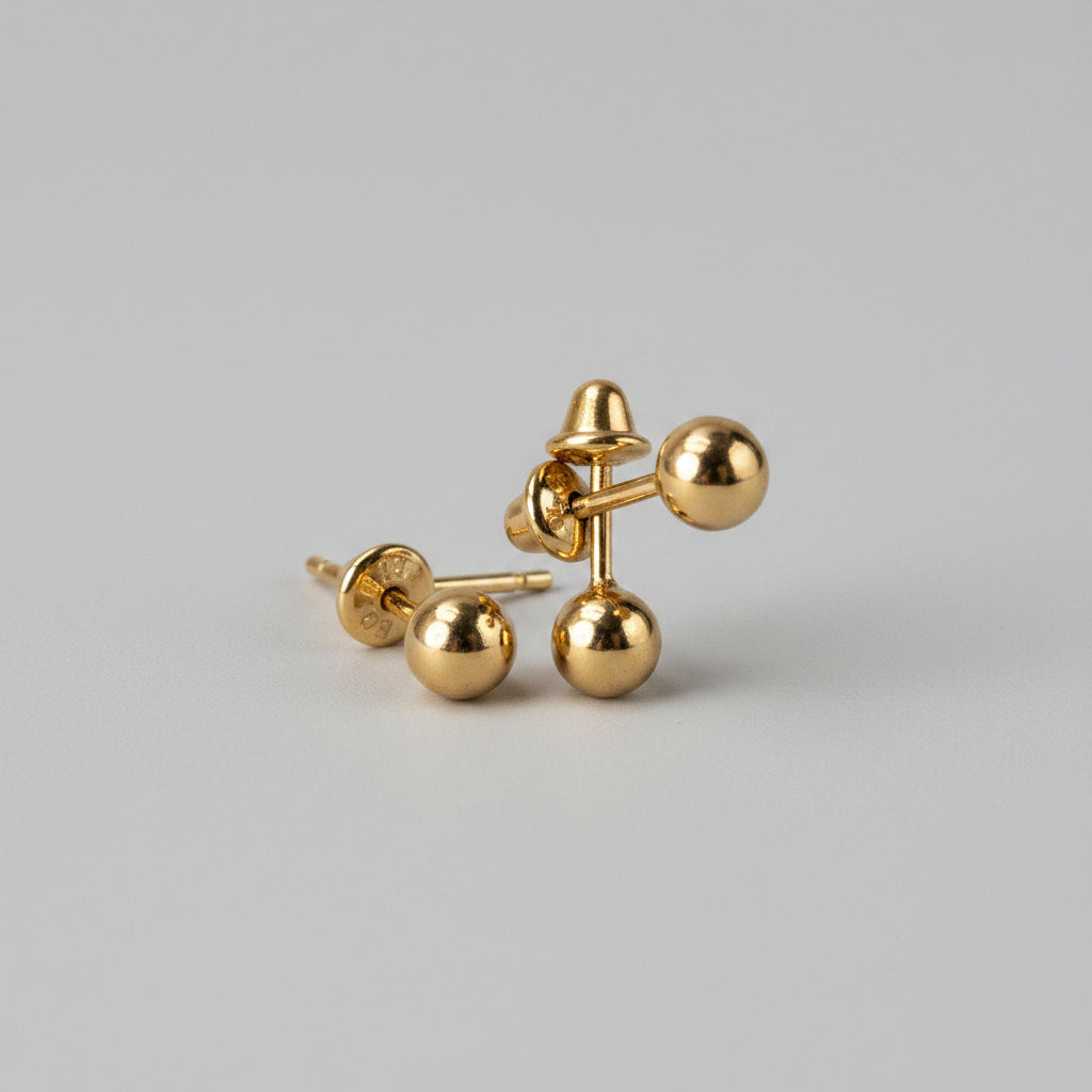 Gold Ball Stud Earrings – 18K Gold Plated | LUDUVICE