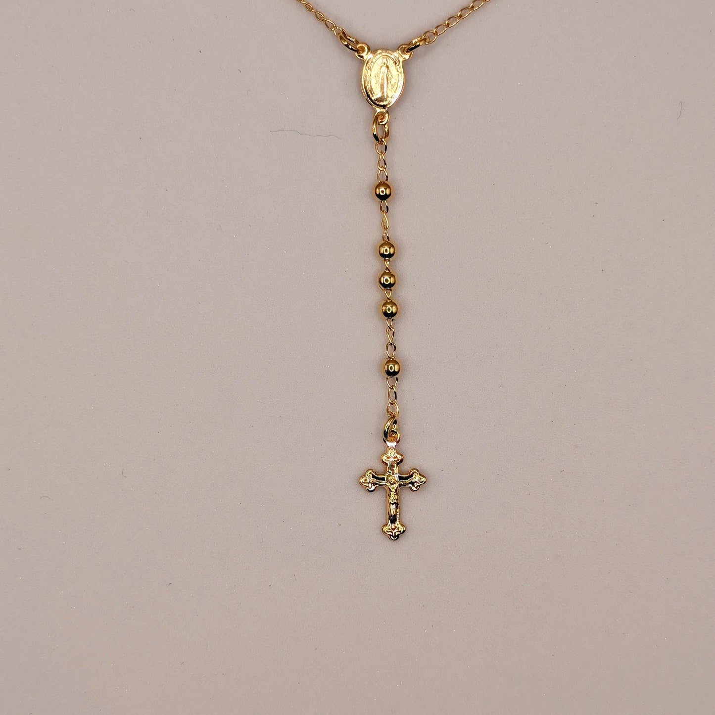 Rosary Necklace – 18K Gold Plated Rosary Chain | LUDUVICE